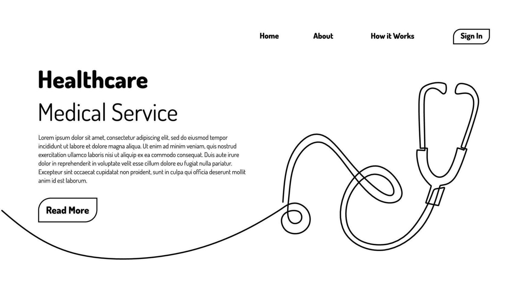 Continuous Line Art Stethoscope vector