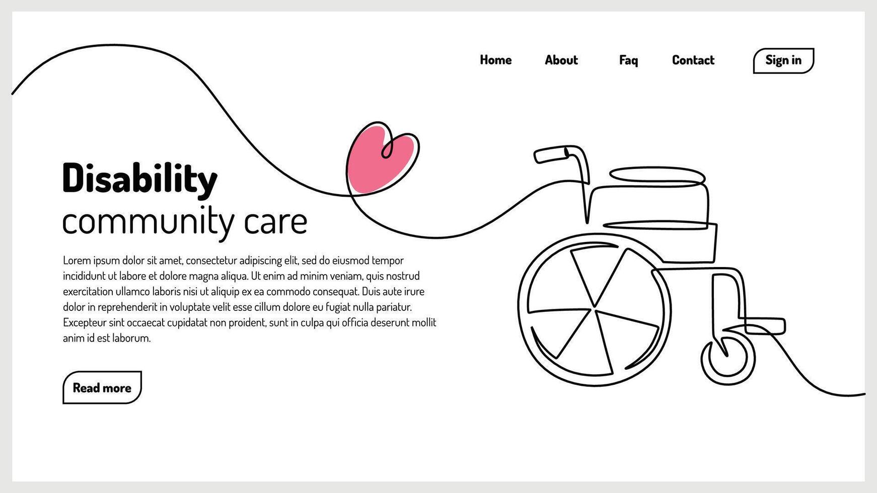 Continuous One Line Drawing Wheelchair vector