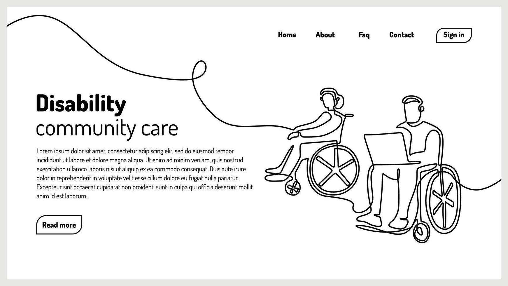 Continuous One Line Disability Care vector