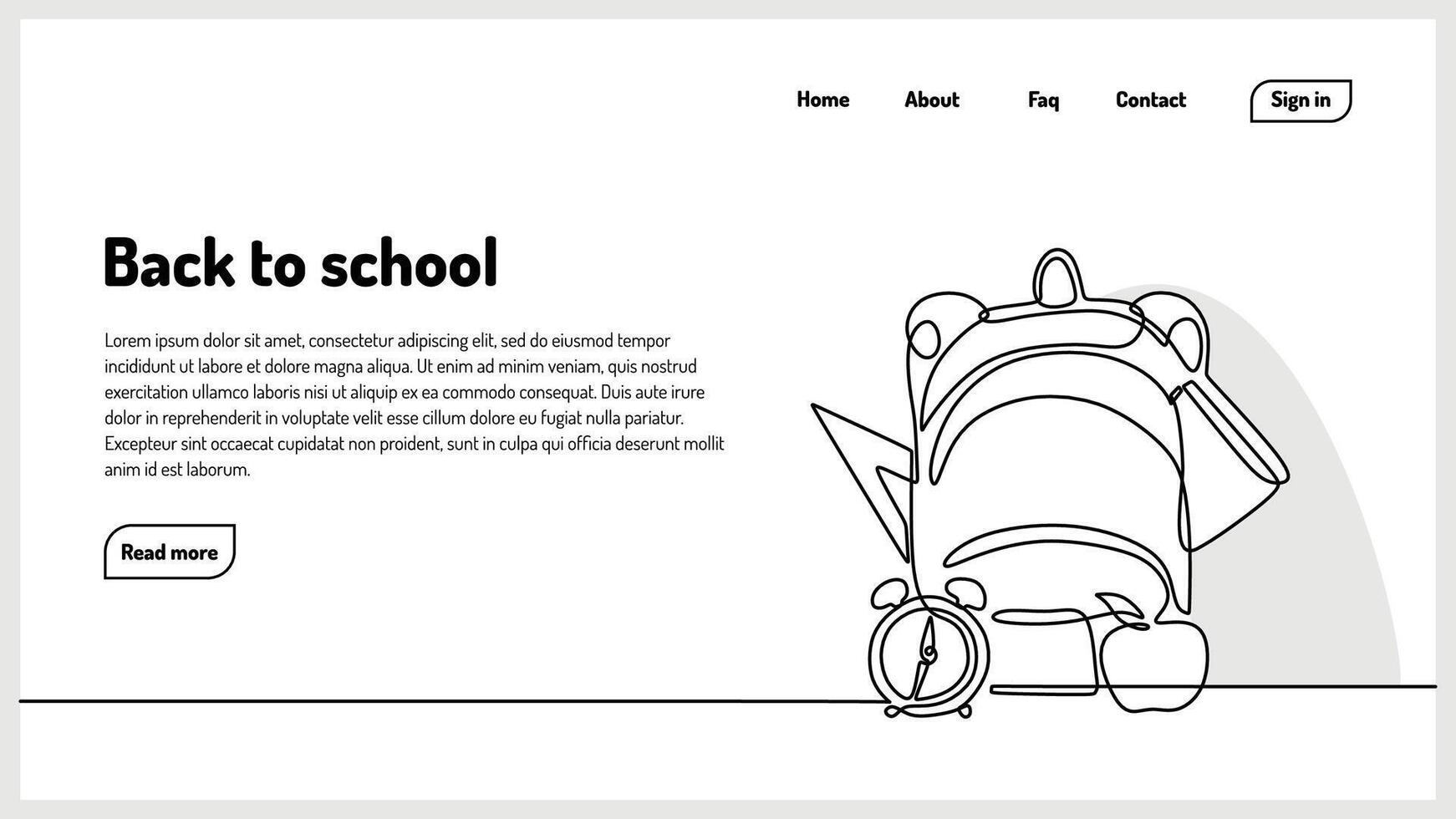 Continuous One Line Back To School vector