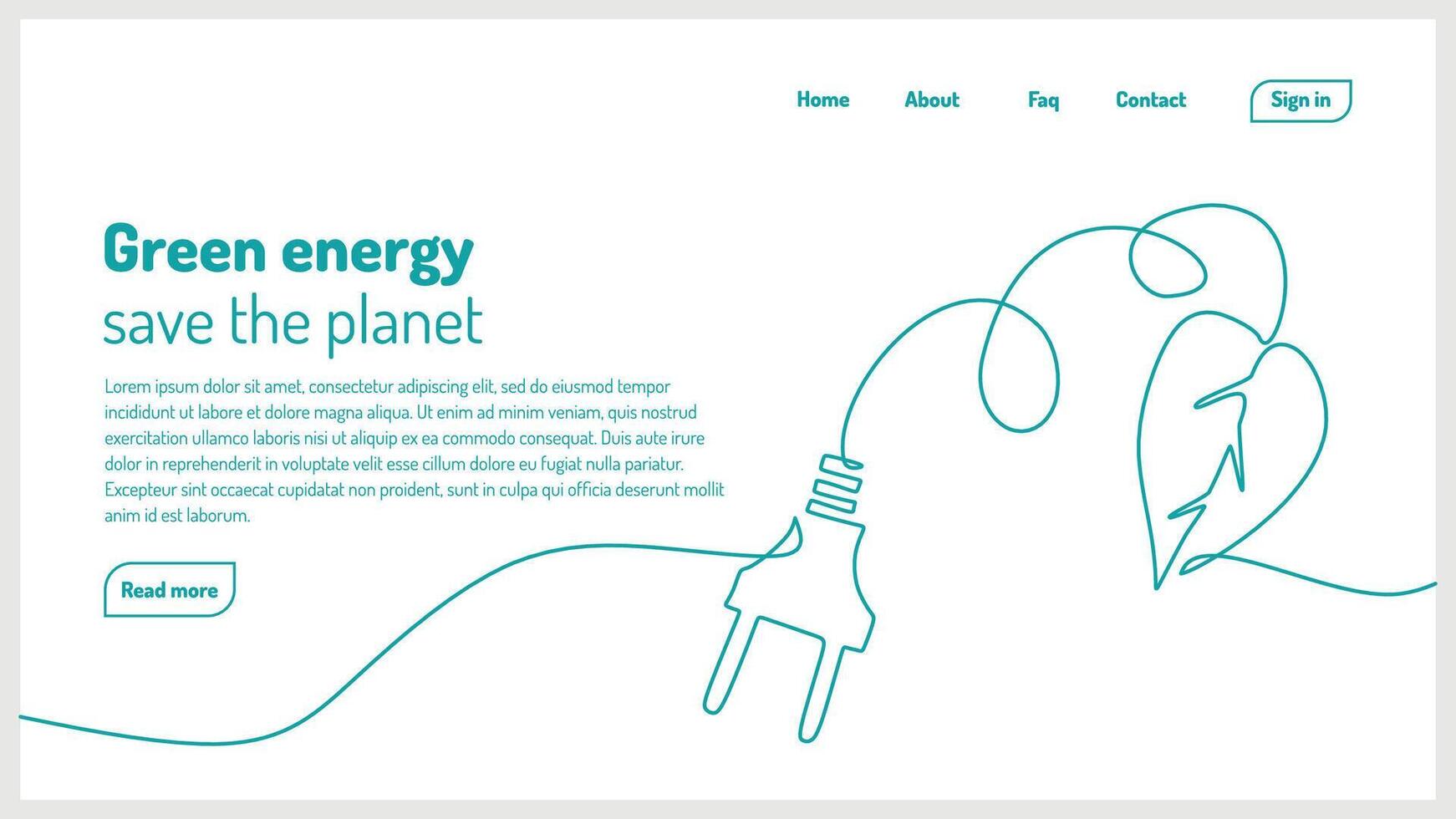 Continuous One Line Green Energy vector
