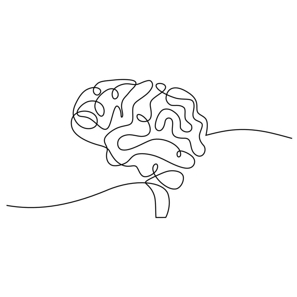 Brain Line Art Drawing vector