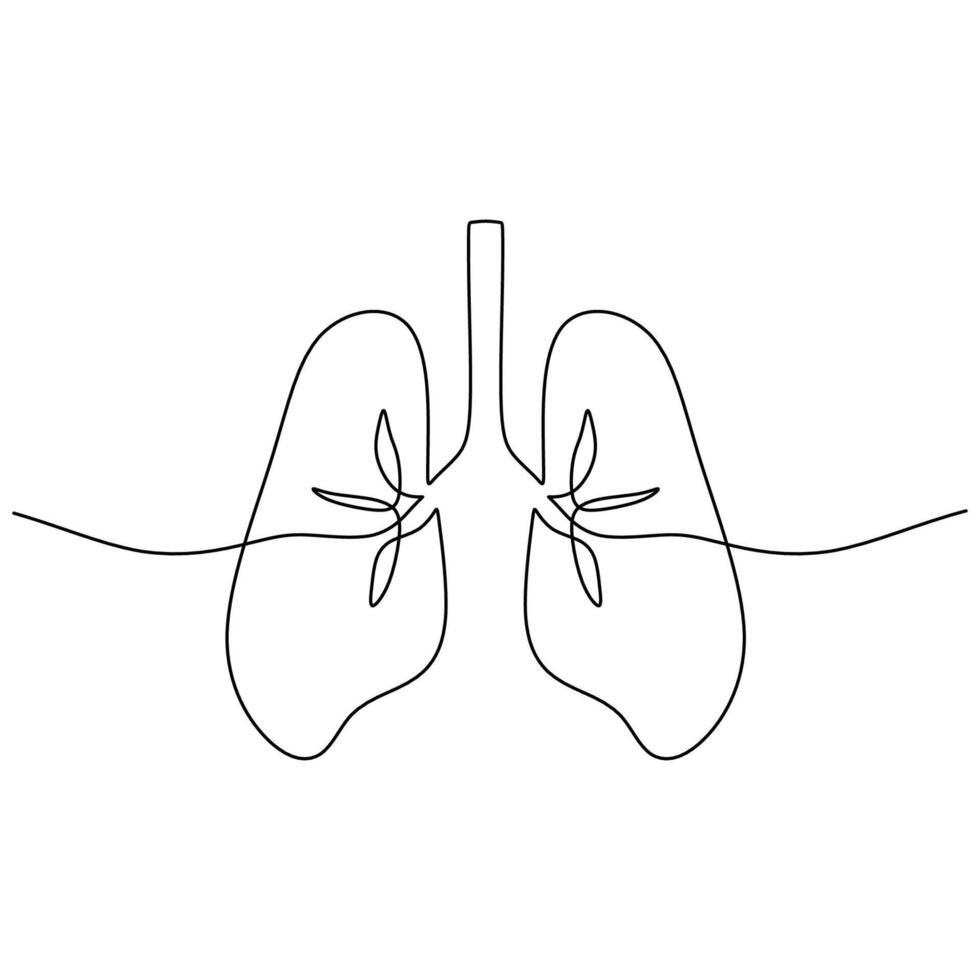 Lungs One Line Drawing vector