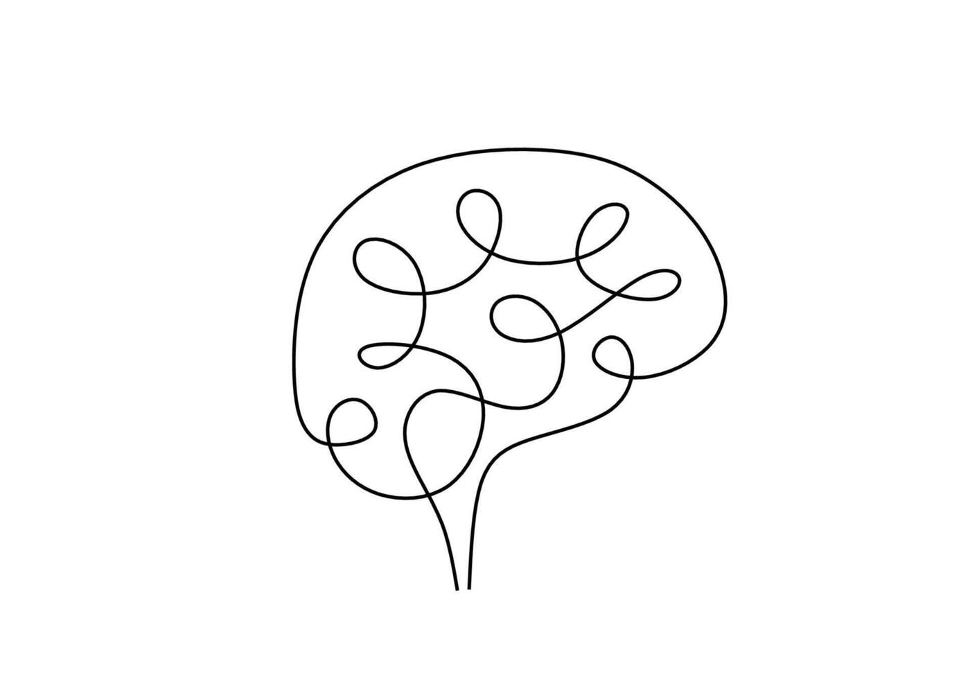 Single Line Art Brain Mind vector