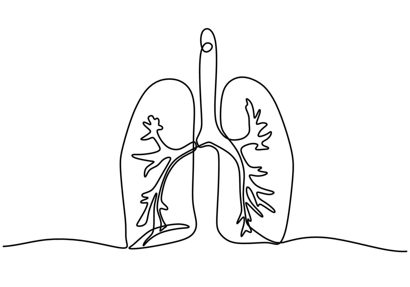 One Line Lungs Drawing vector