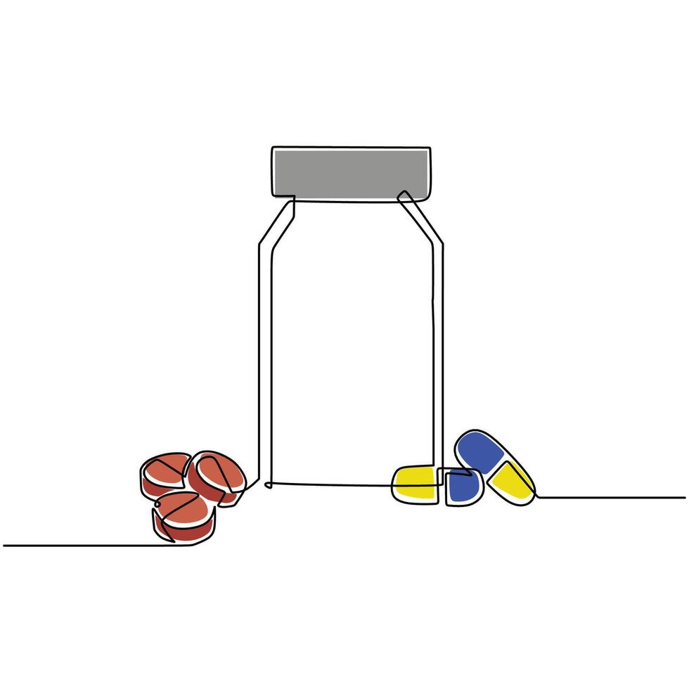 Medicine Bottle One Line Art. vector