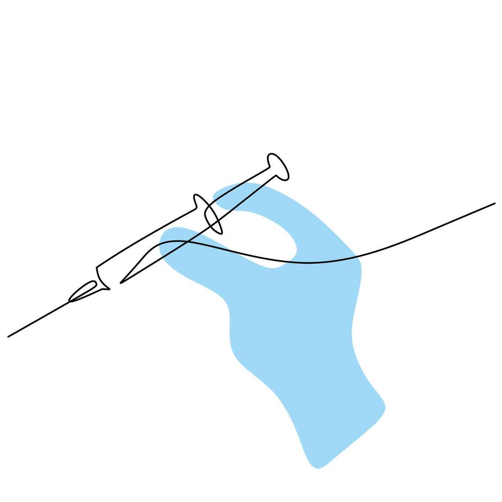 One Line Art Drawing Medicine. vector