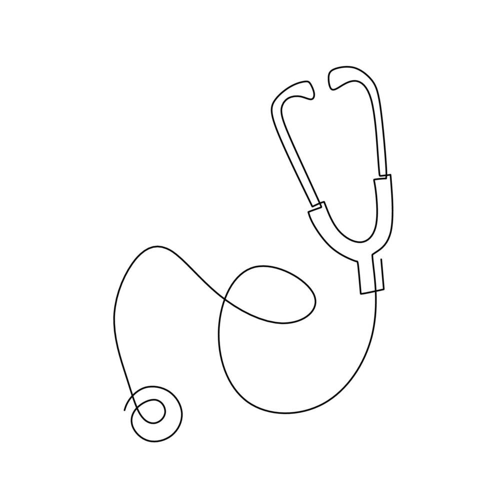 Stethoscope One Line Drawing vector