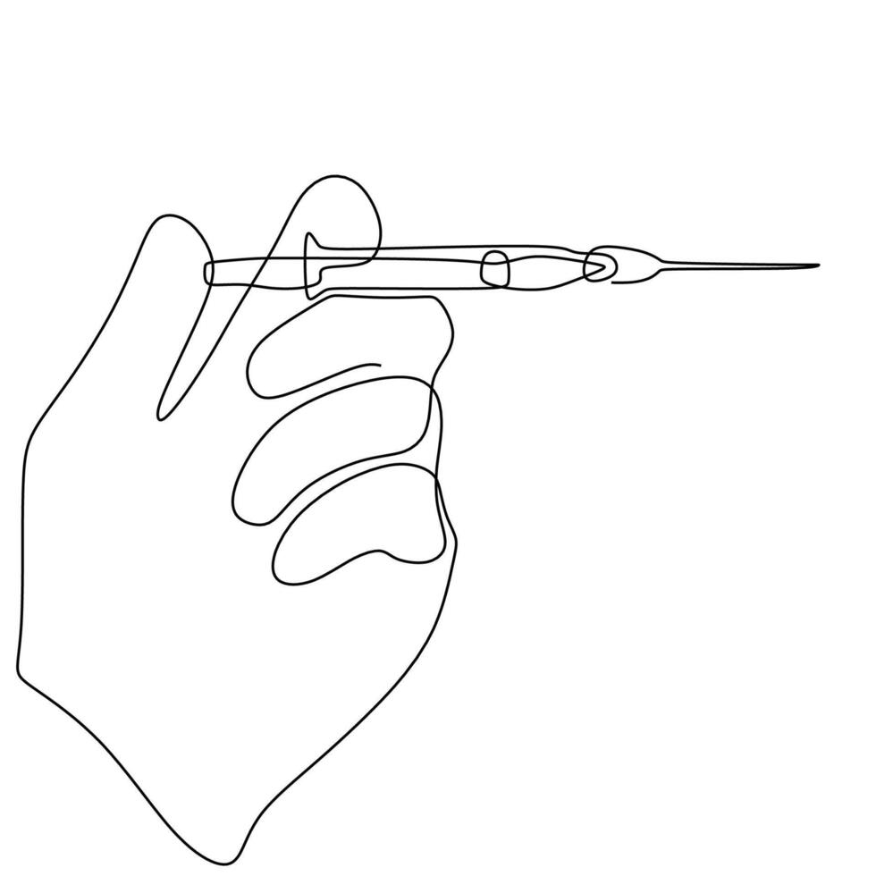One Line Art Medicine Drawing. vector