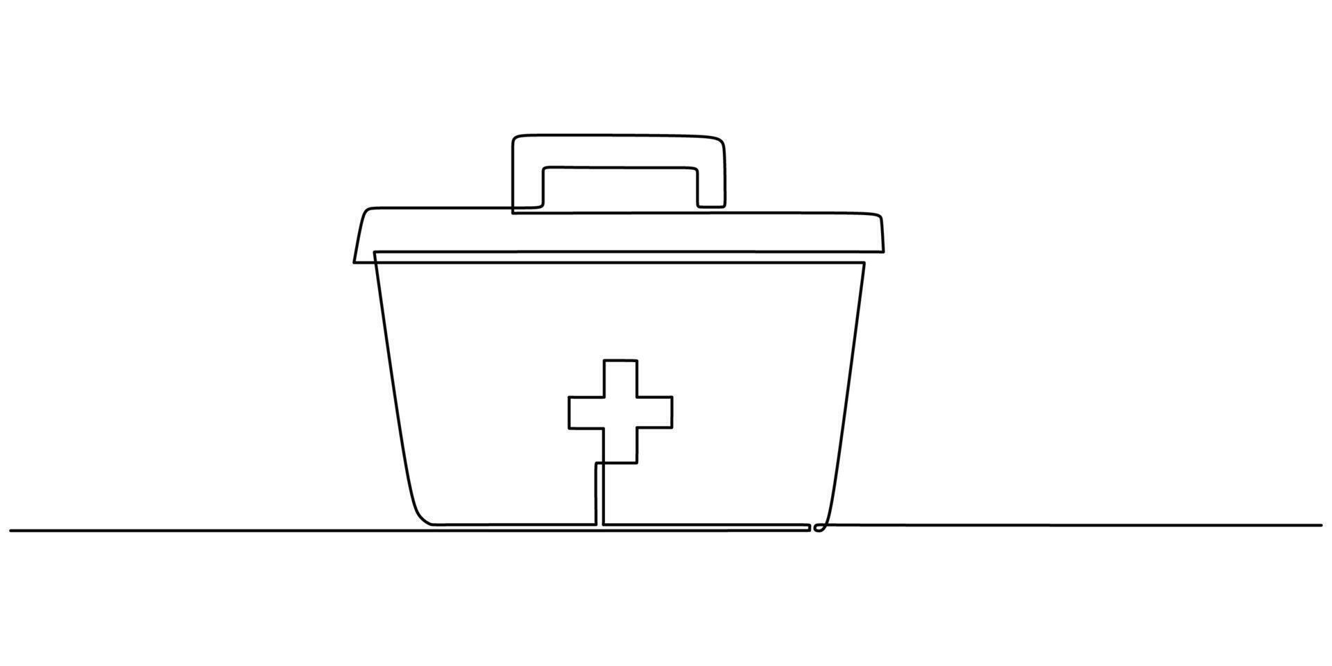 One Line Drawing First Aid vector