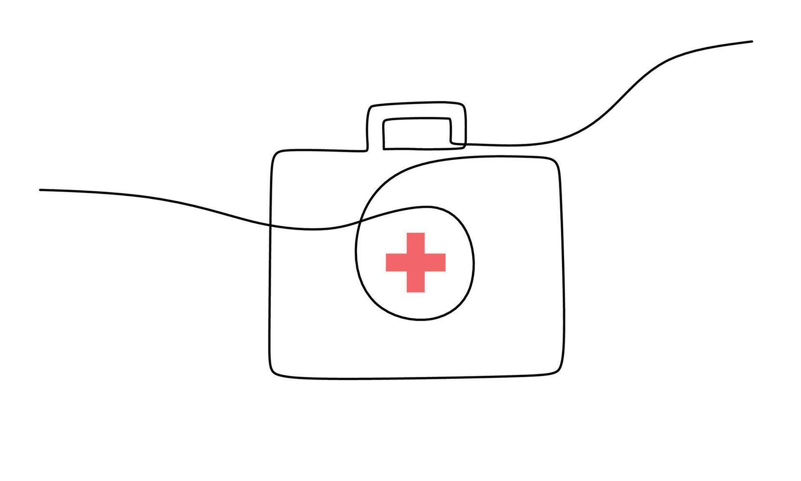 First Aid Kit One Line Drawing vector