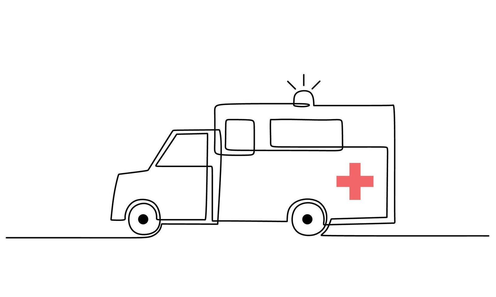 Fast Ambulance Continuous Line Drawing vector