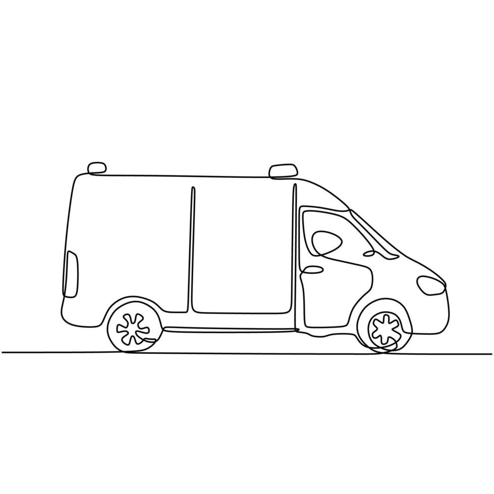 Continuous Line Ambulance Drawing vector