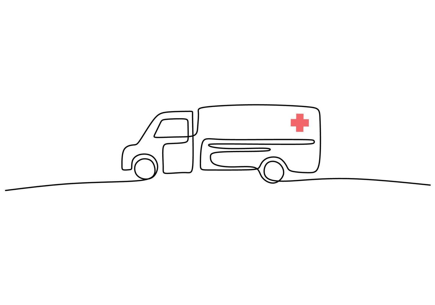 Continuous Line Ambulance Car vector