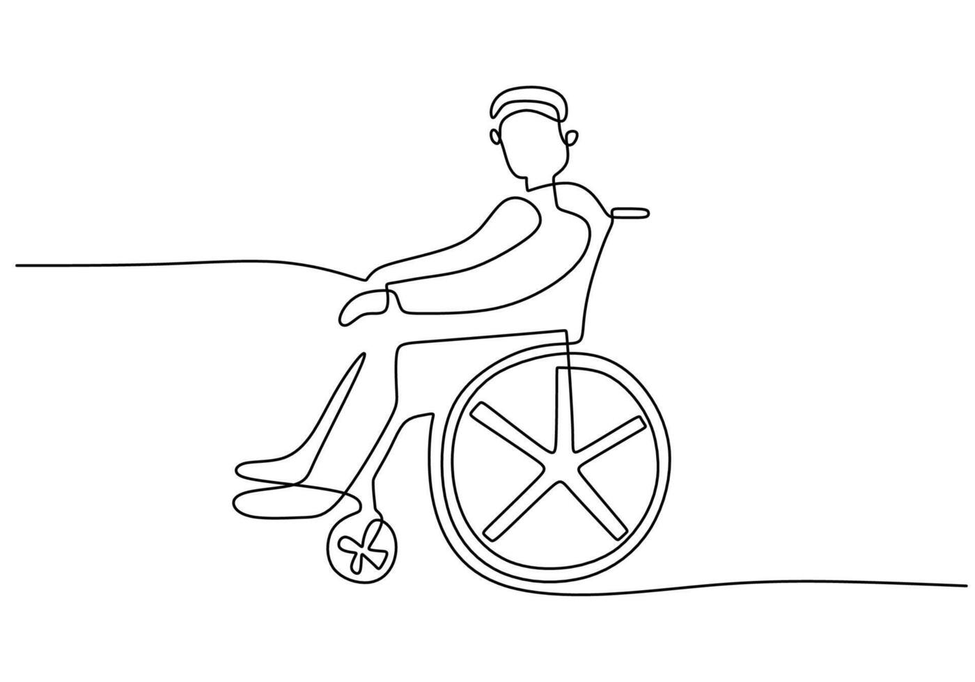 Continuous Line Art Wheelchair User vector