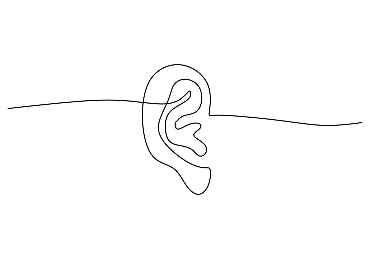 Ear Continuous Line Drawing vector