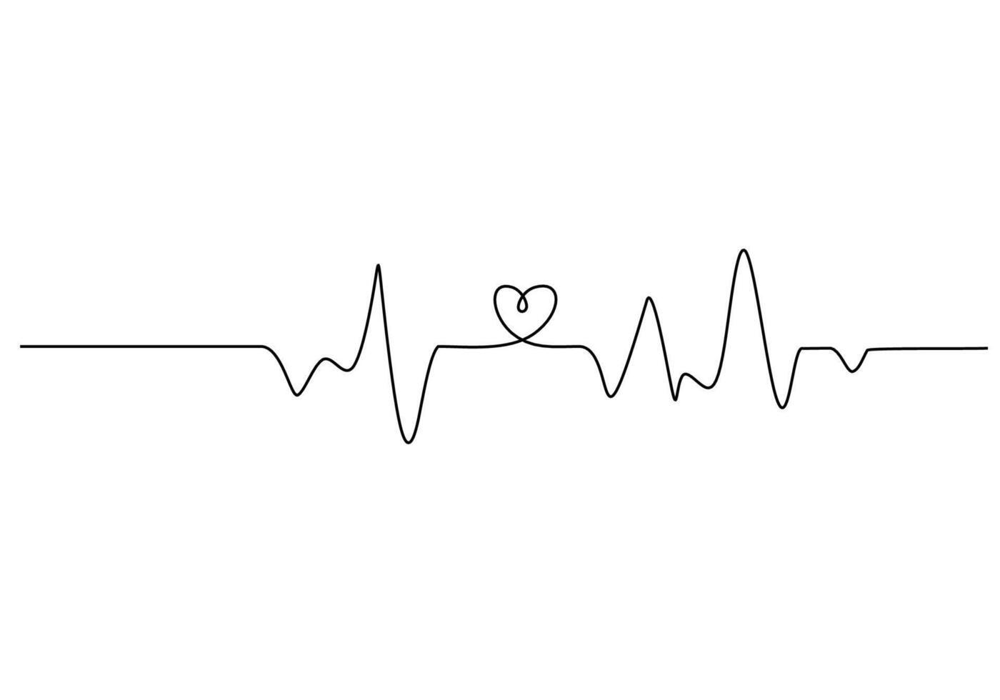 Heart Pulse Continuous One Line vector
