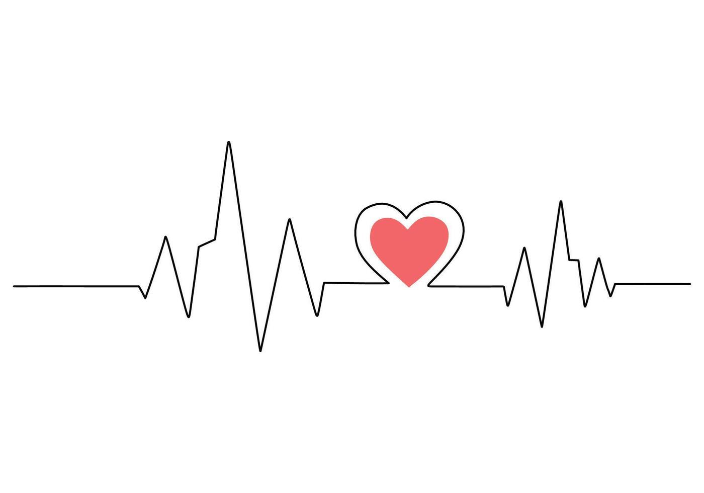 Heart Pulse One Line Drawing vector