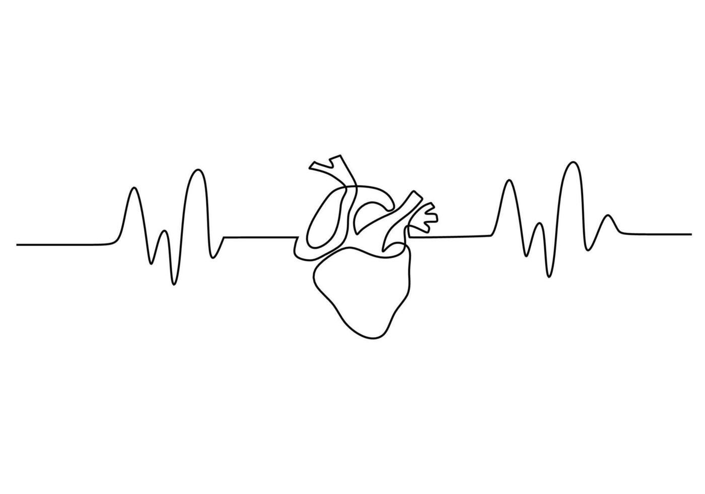 One Line Heart Beat Wave vector