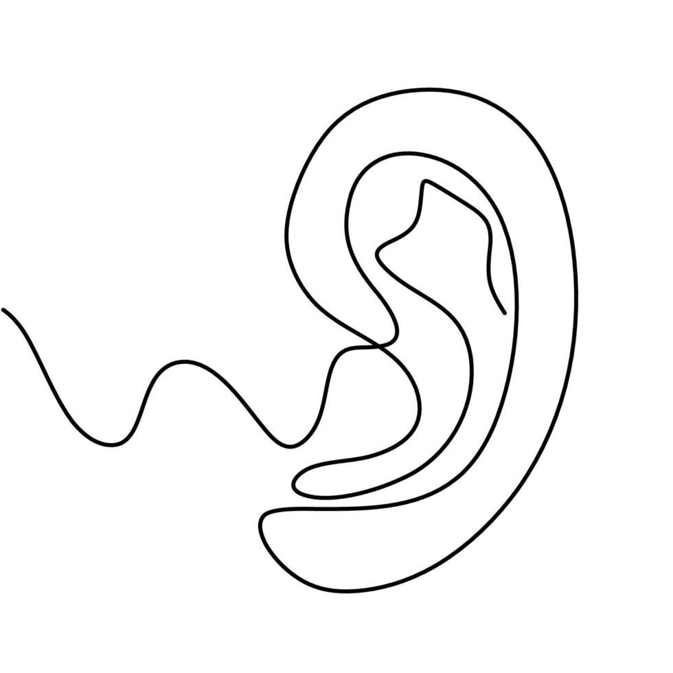 Continuous Line Art Ear vector