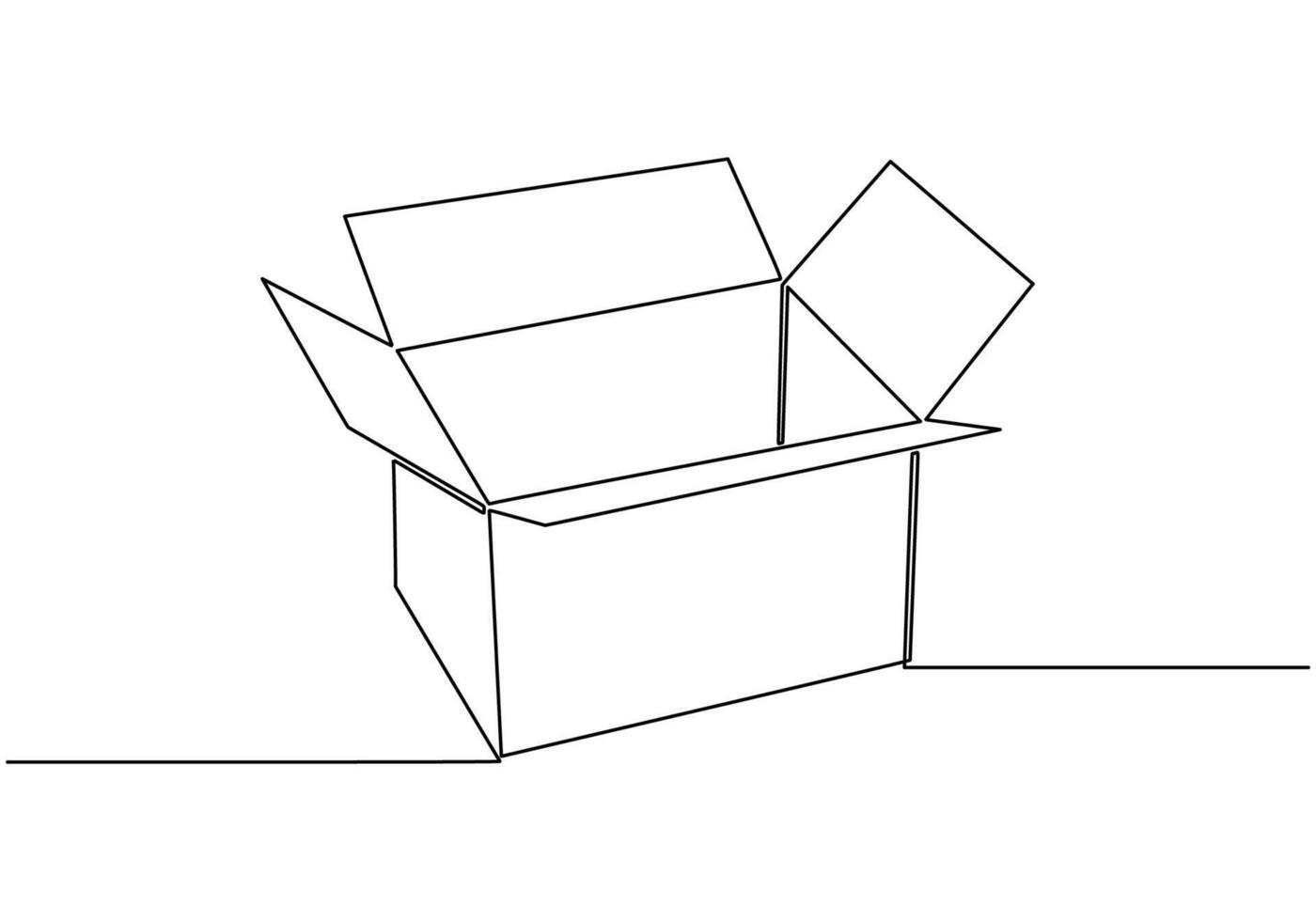 Opened Box One Line Art vector