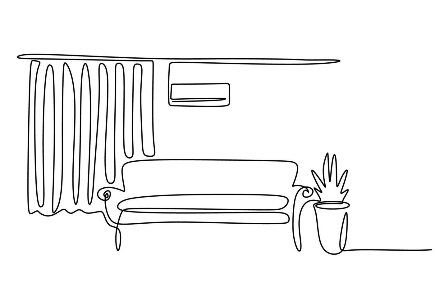 Modern Living Room One Line vector
