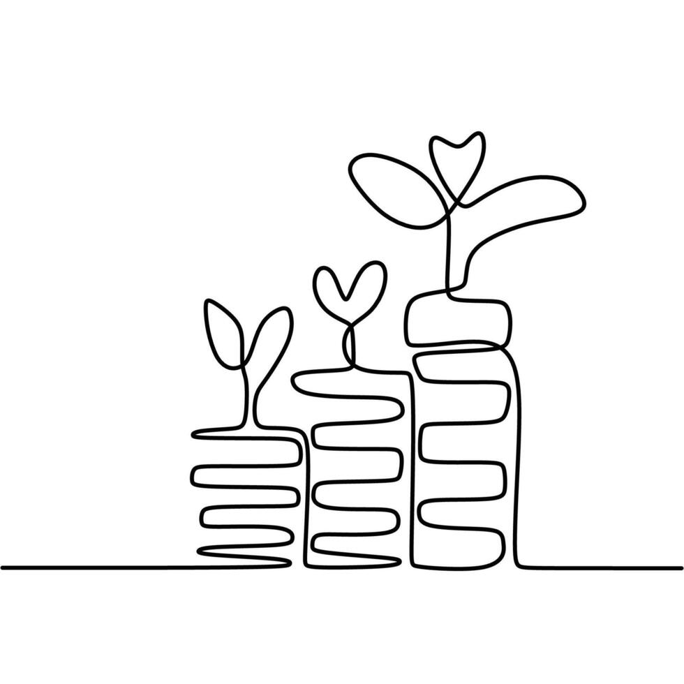 One Line Drawing Money Growth vector