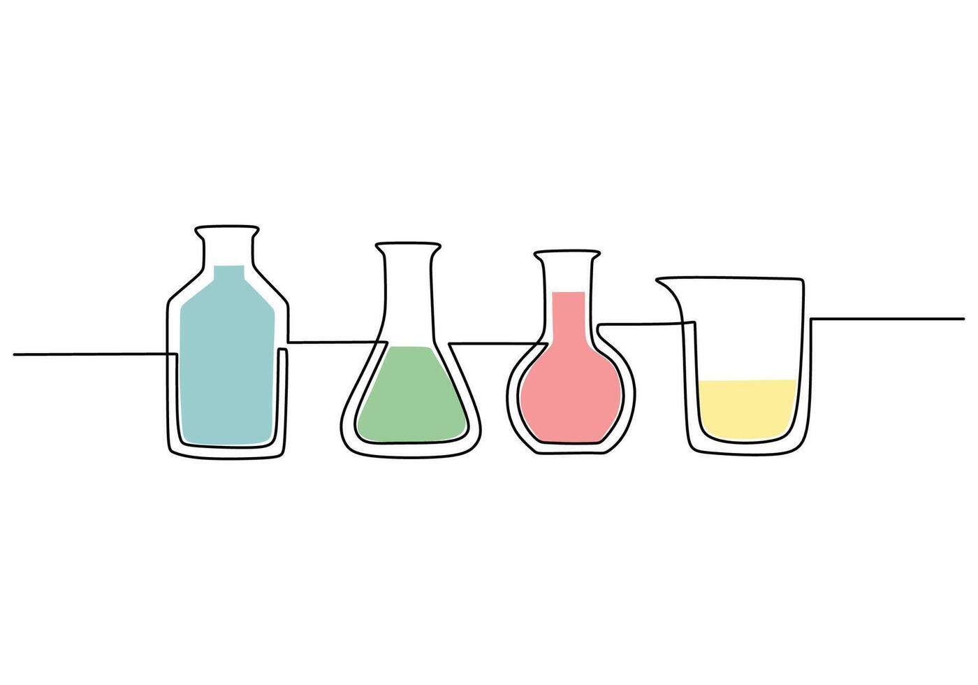 Minimalist Lab Glassware Art Drawing. Minimalist chemical tools vector