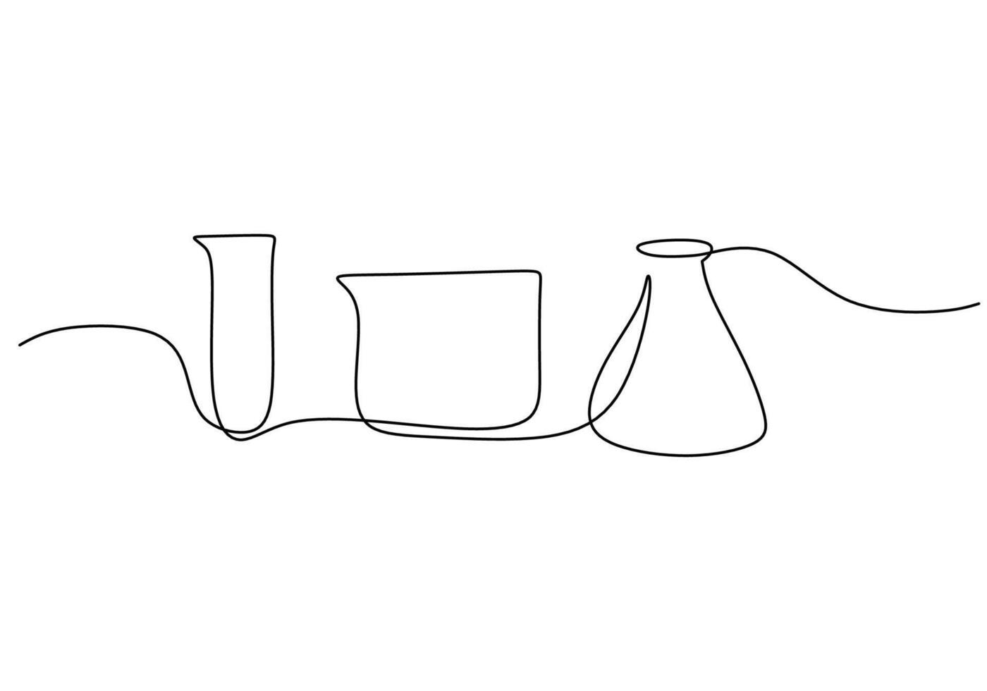 Chemical Reaction Flask Line vector