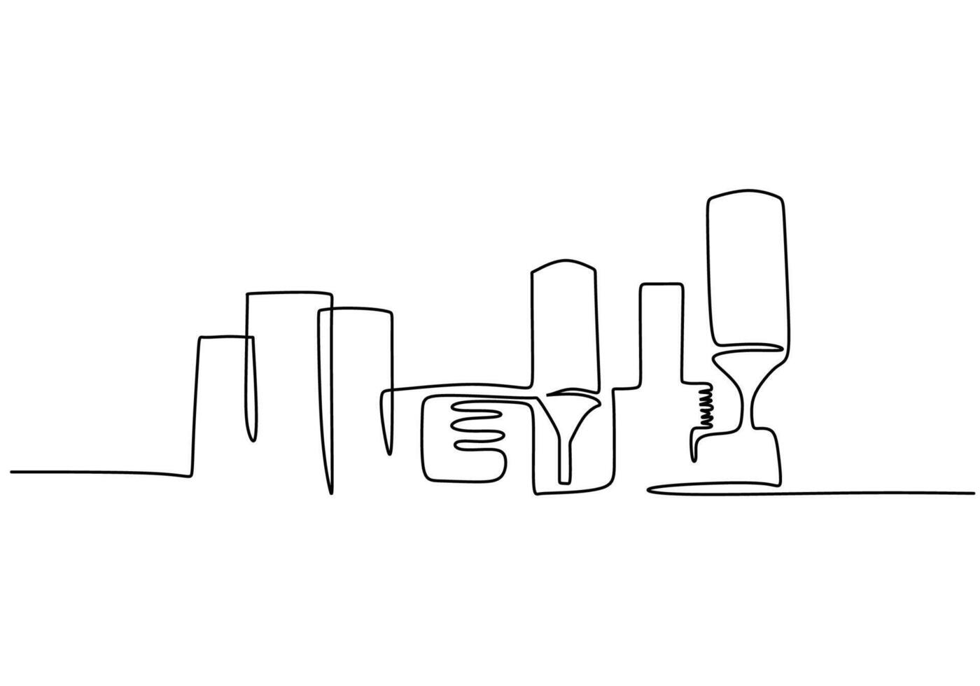 One Line Art Industrial Plant vector