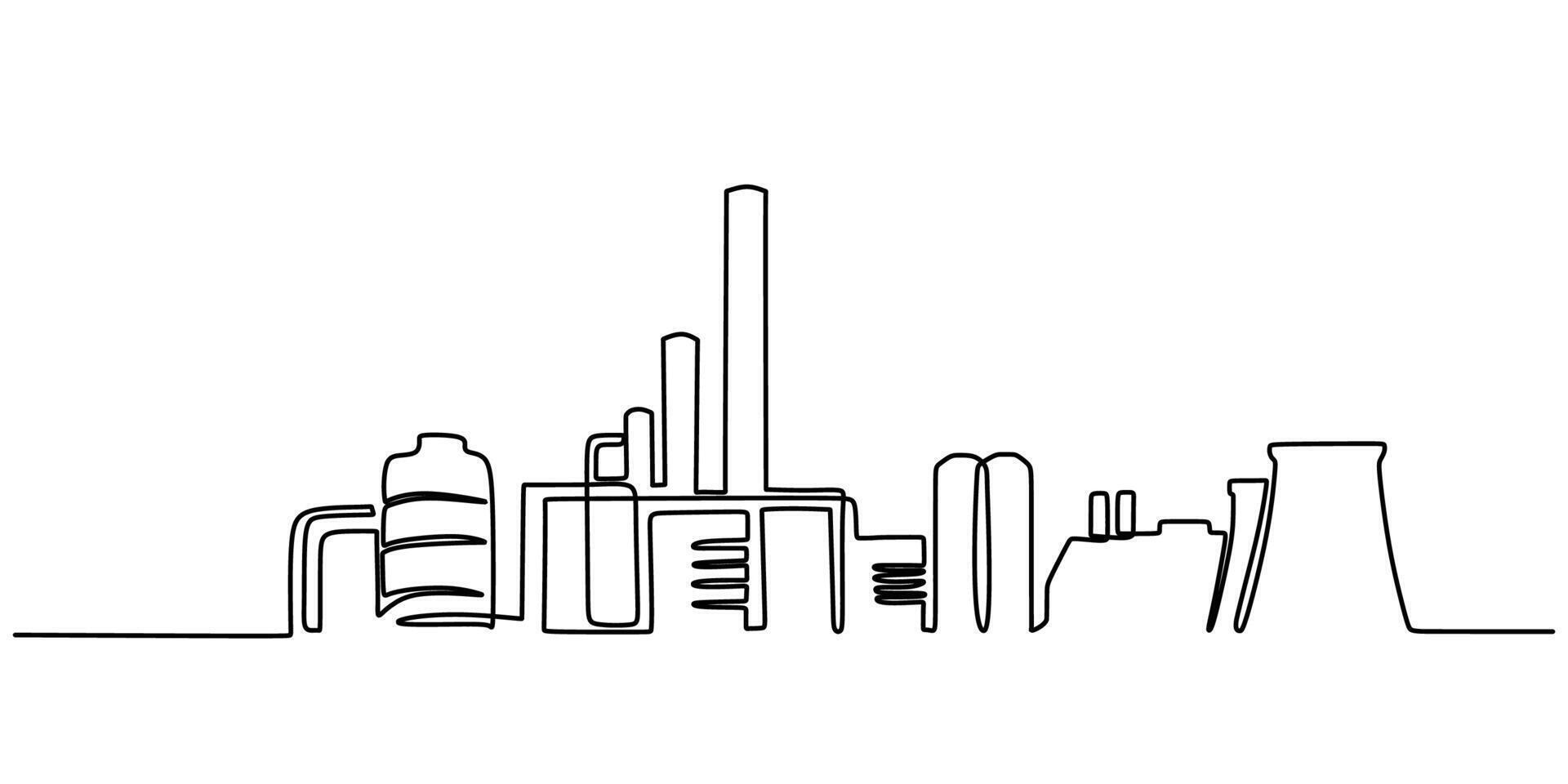 Continuous One Line Industrial Plant vector