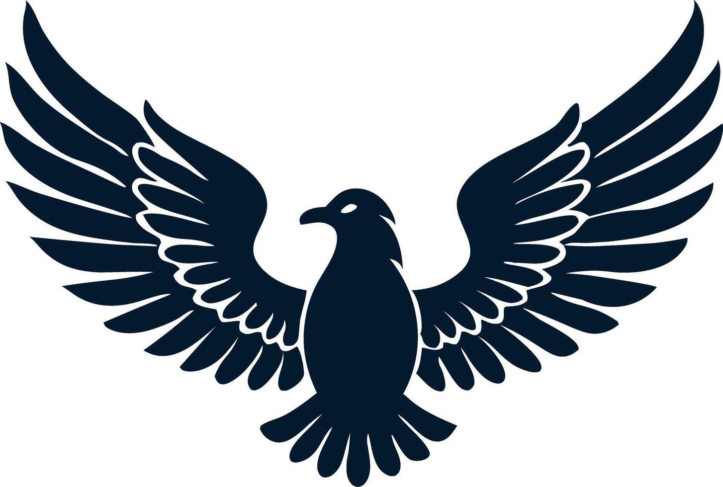 A black and white bird with wings spread out vector