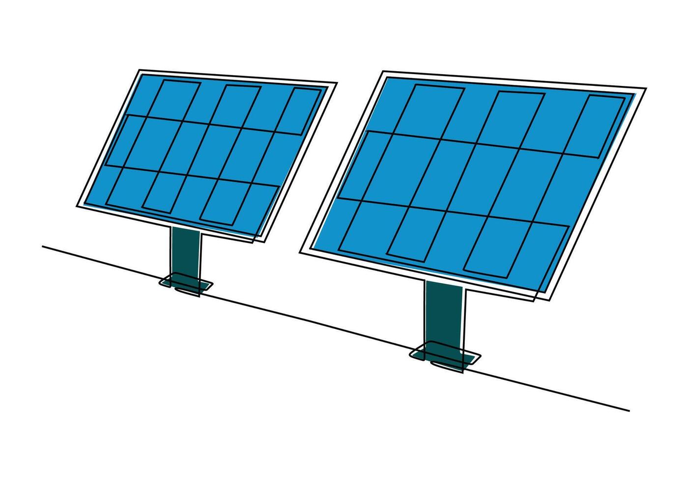 One Line Solar Panel Array vector