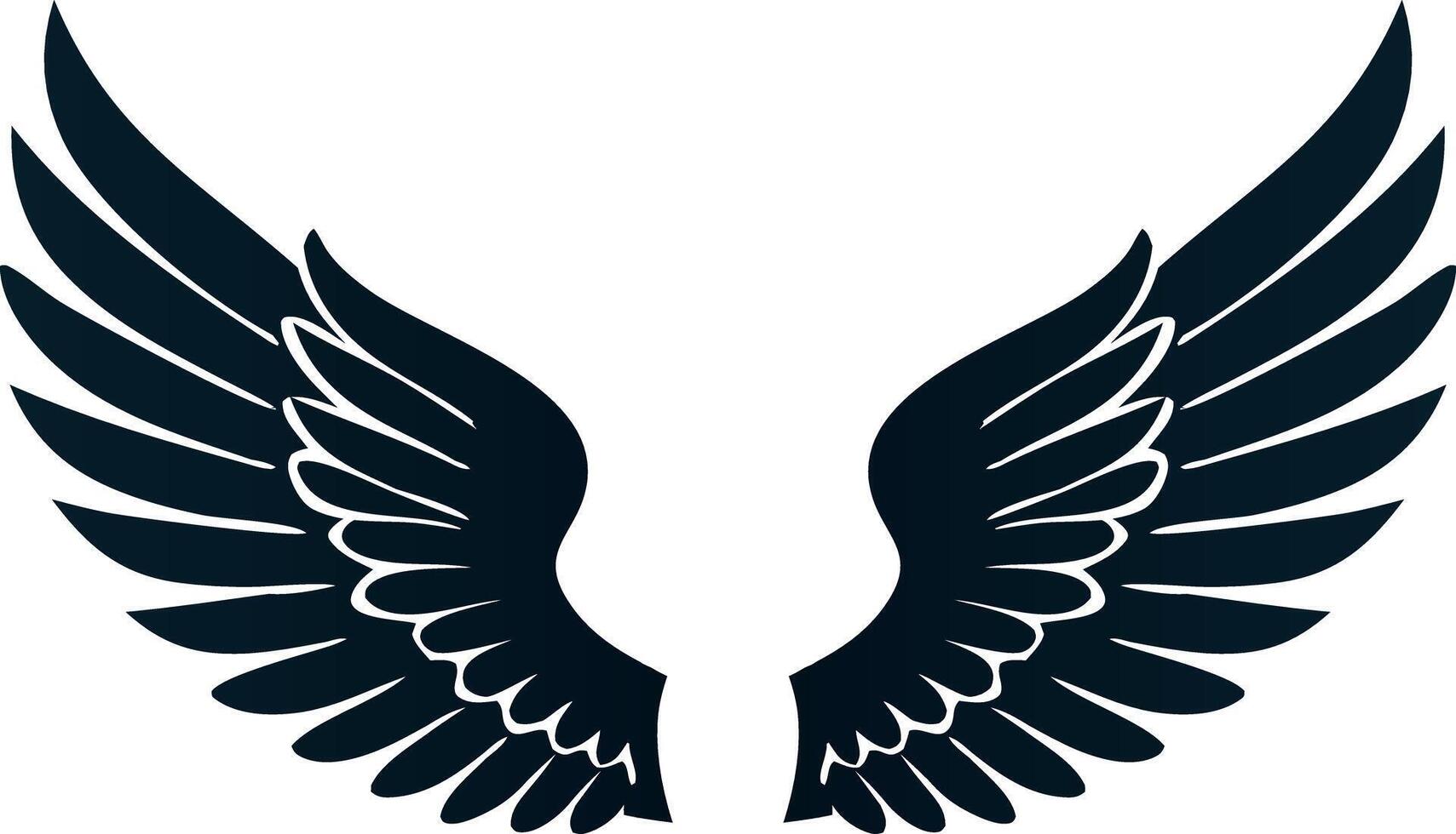 A black and white illustration of a wing vector