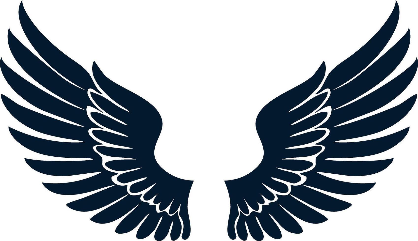 A black and white winged symbol on a white background vector