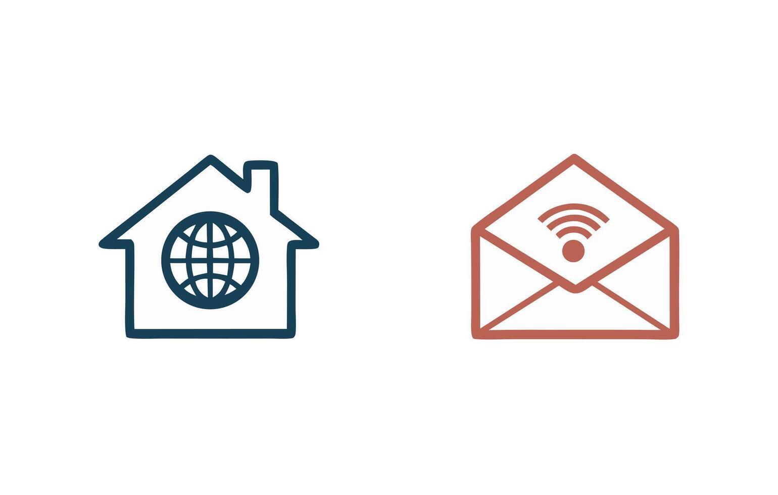 Global Home Internet Connection and Email Message WiFi Signal vector