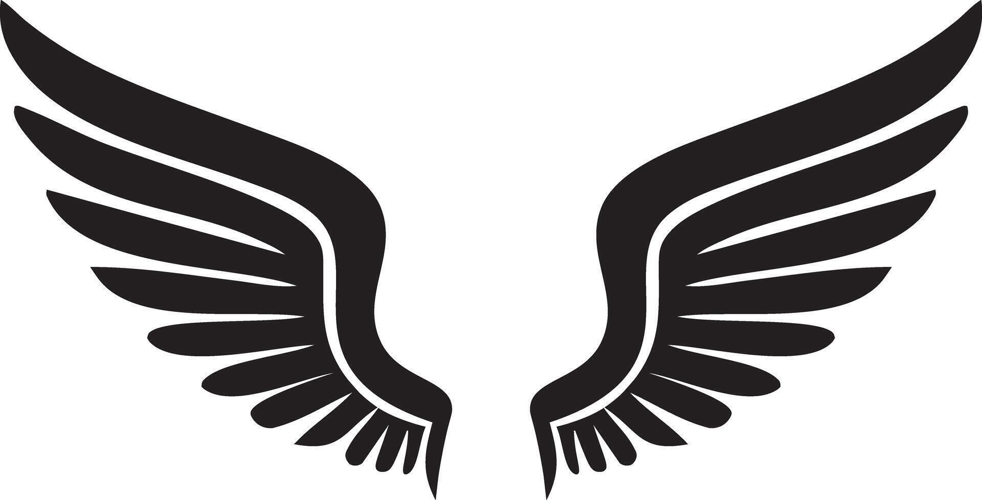 A black and white silhouette of a winged bird vector