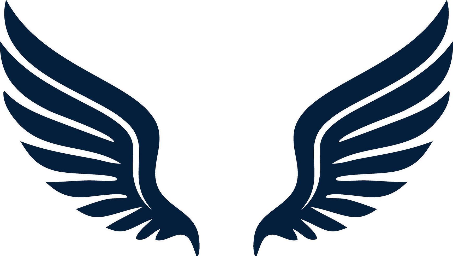 A blue and white wing logo vector