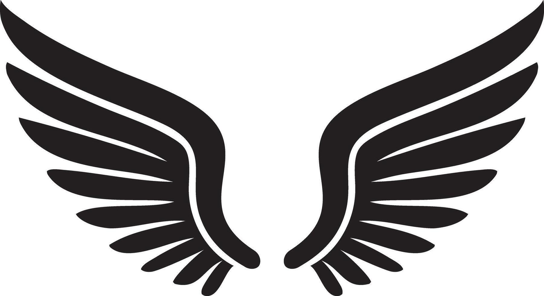 A black and white illustration of a winged bird vector