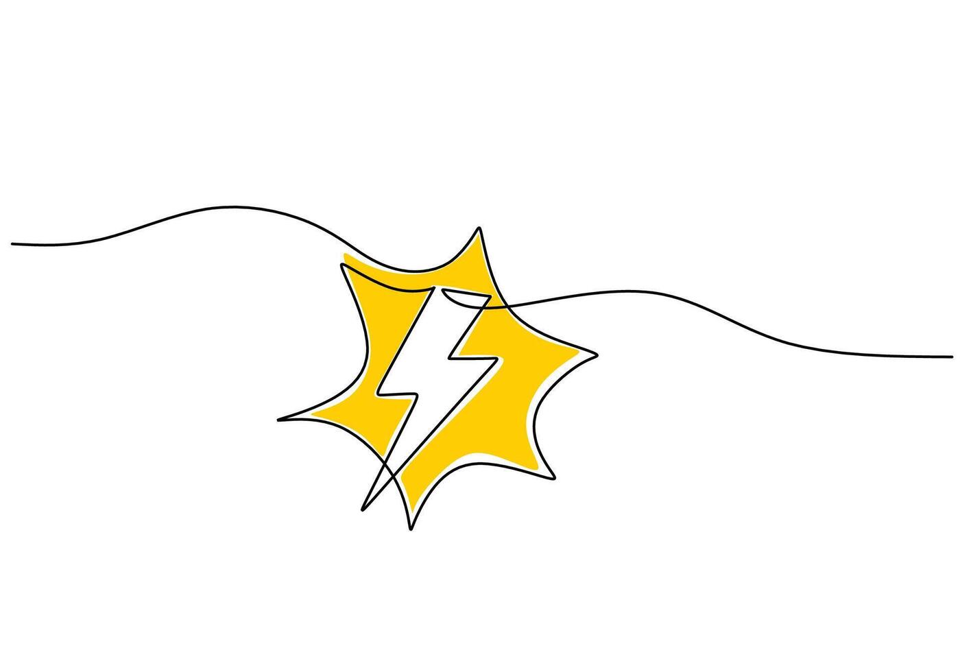 Lightning Bolt One Line Art vector