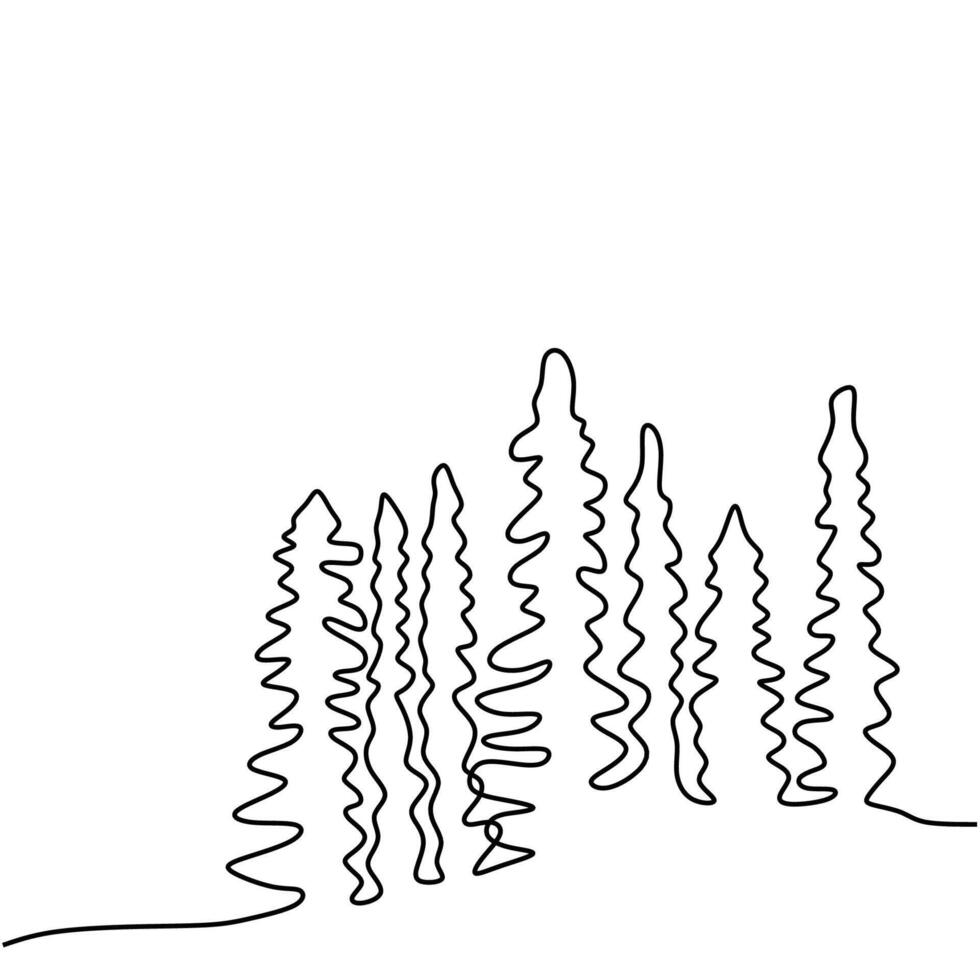 One Line Drawing Forest vector