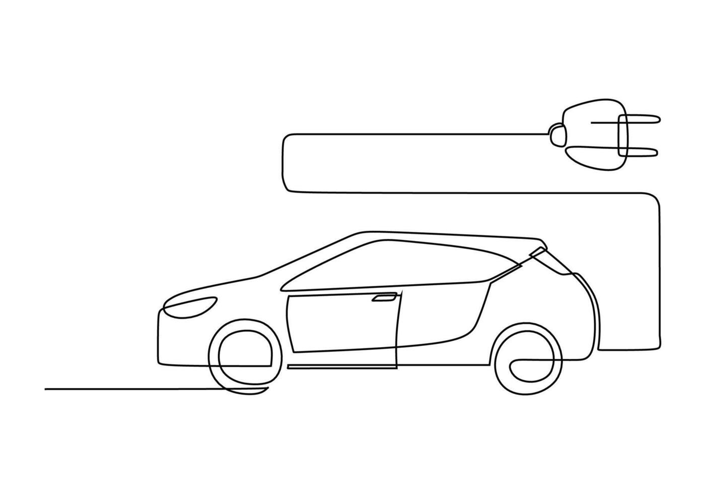 Electric Car One Line vector