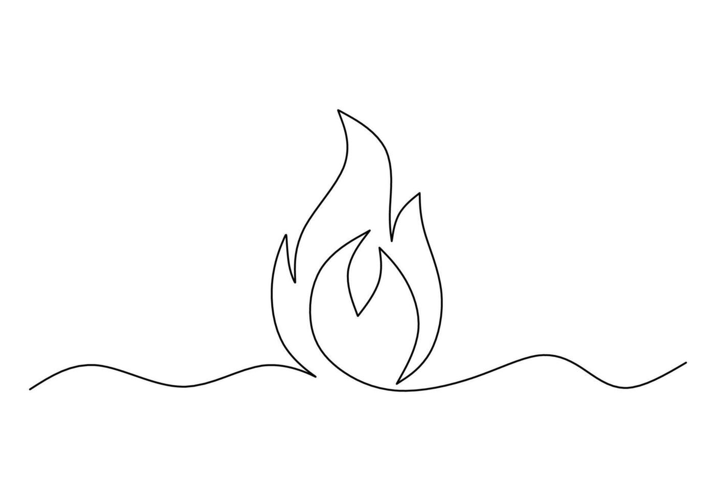 Flame One Line Drawing vector
