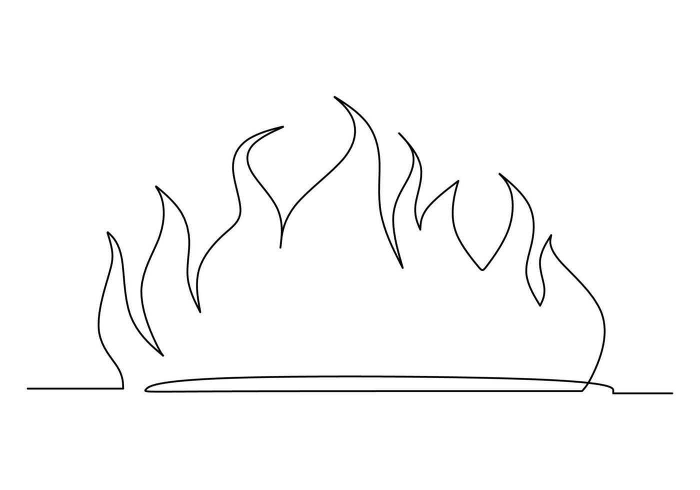 Continuous Line Flame Fire vector
