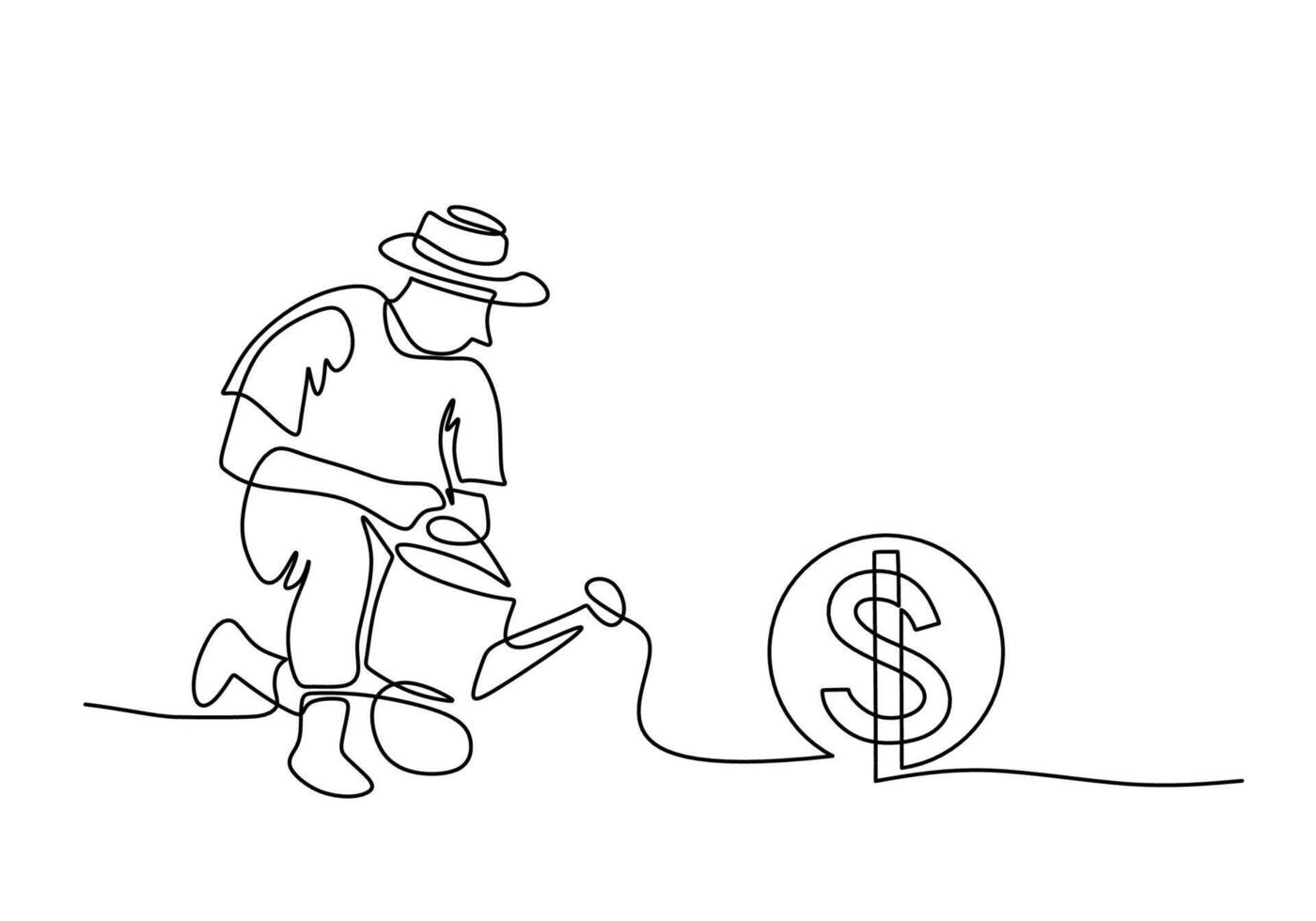 Money Growth One Line Art vector