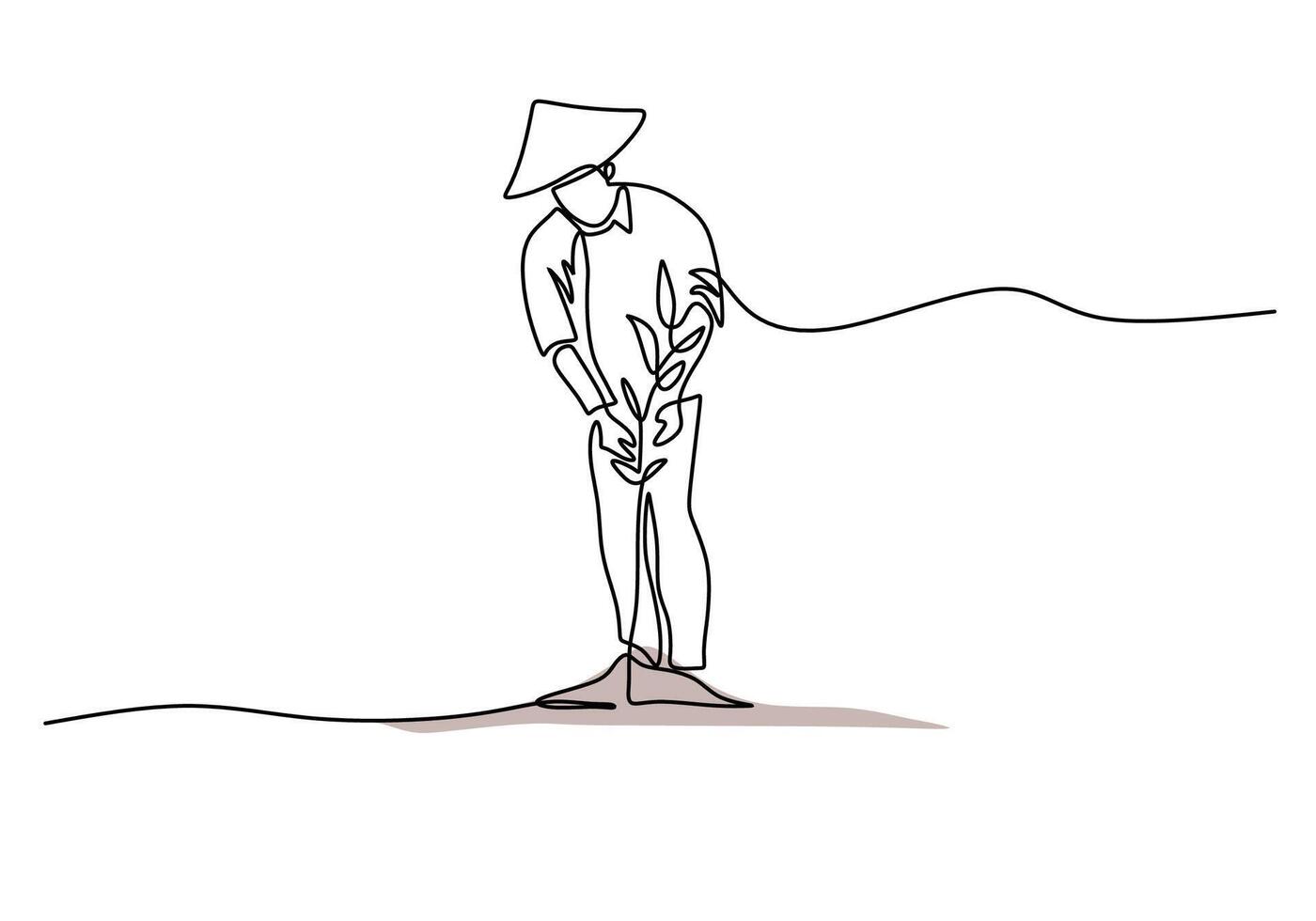 Plantation Farmers Continuous Line vector