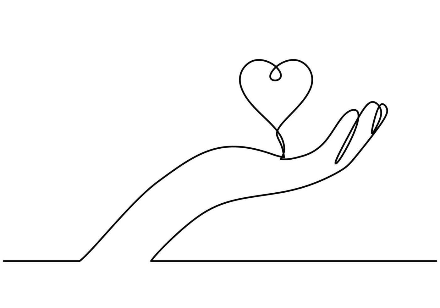 Hand Holding Heart Single Line vector