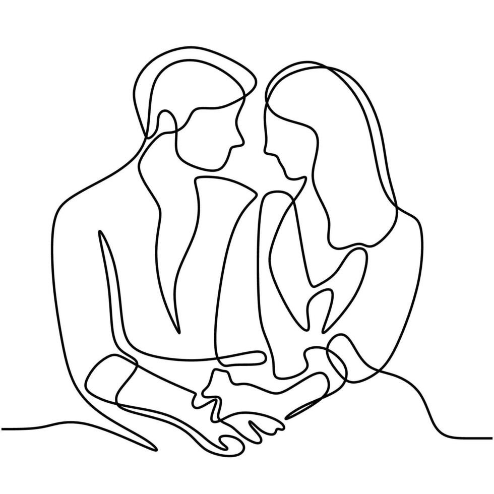 Couple in Love Single Line vector