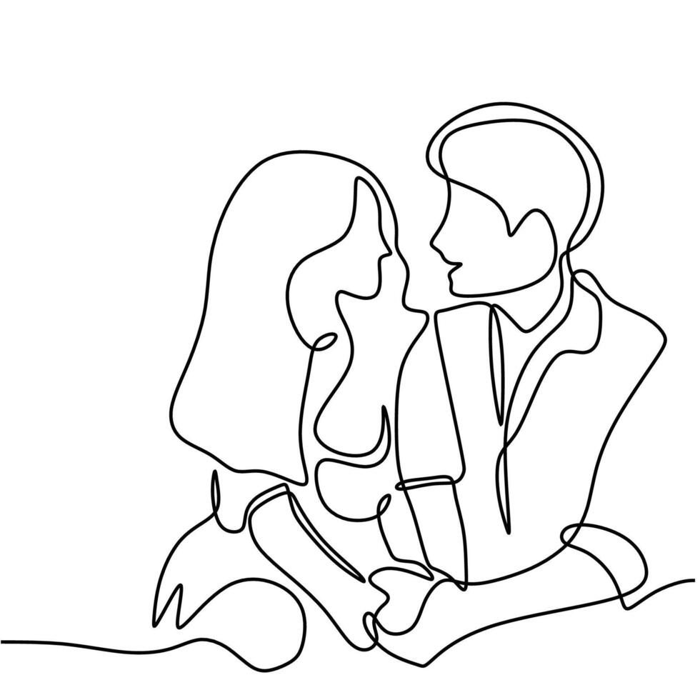 Dating Couple Continuous Line vector