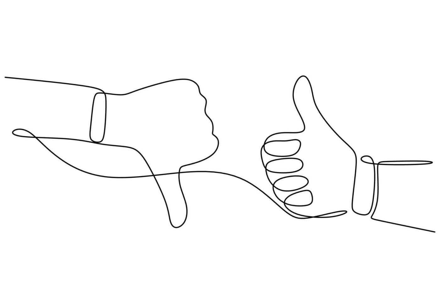 Thumbs Up Down One Line vector